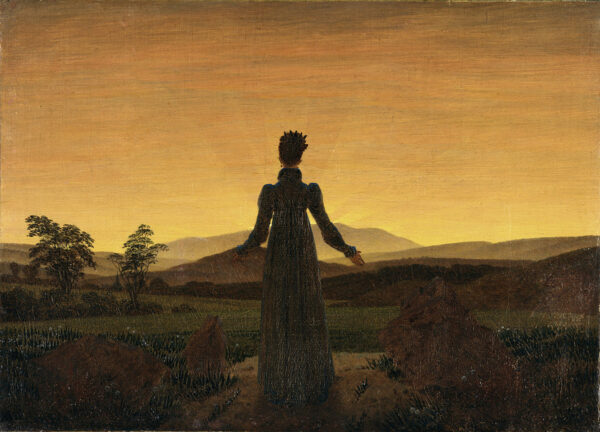 Mulher diante do pôr do sol – Caspar David Friedrich Caspar David Friedrich Master Apollon