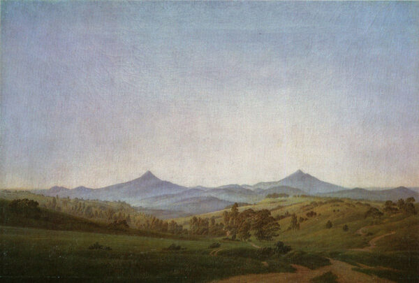 Paisagem da Boêmia com o monte Milleschauer – Caspar David Friedrich Caspar David Friedrich Master Apollon