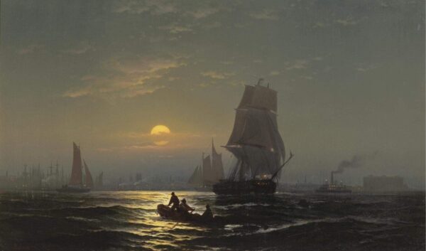 O porto de Nova York ao luar – Edward Moran Edward Moran Master Apollon