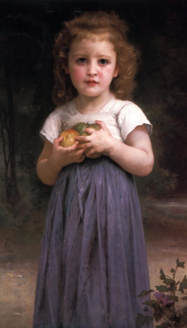 Menina pequena segurando maçãs na mão – William Bouguereau William Bouguereau Master Apollon