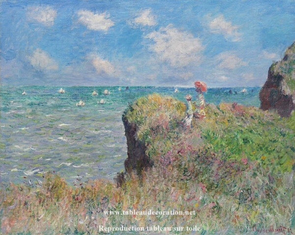 Passeio na Falésia, Pourville – Pintura Paisagem de Monet Claude Monet Master Apollon