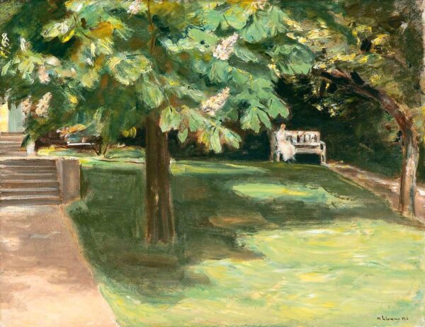 Banco de jardim sob o castanheiro – castanhas florescendo – Max Liebermann Max Liebermann Master Apollon