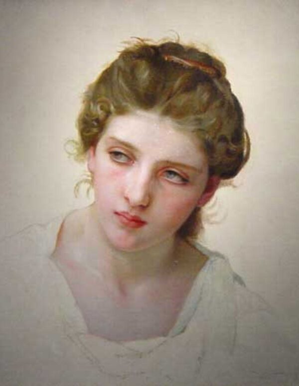 Estudo da cabeça de um rosto feminino loiro de William Bouguereau William Bouguereau Master Apollon