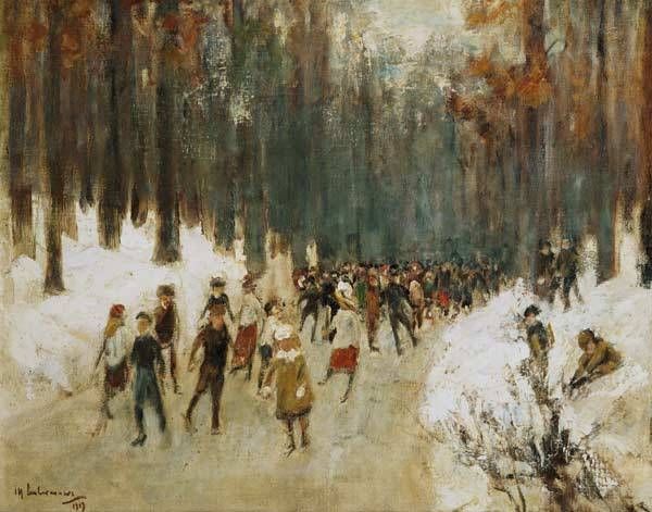 Patinadores no lago congelado no jardim zoológico de Berlim – Max Liebermann Max Liebermann Master Apollon