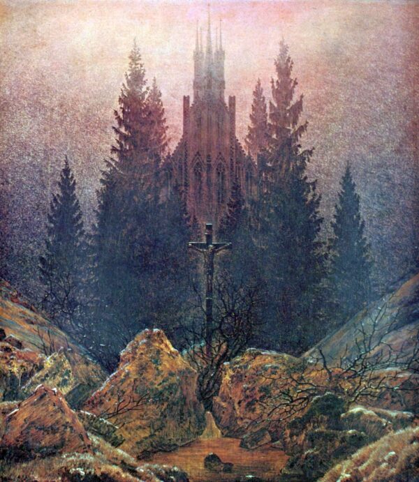 Cruz e catedral na montanha – Caspar David Friedrich Caspar David Friedrich Master Apollon