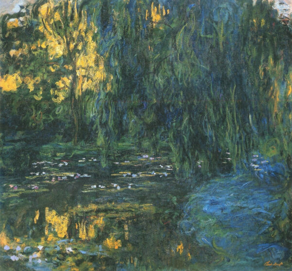 Vista do lago com ninfeias e salgueiro – Claude Monet “Os Nenúfares” de Claude Monet Master Apollon