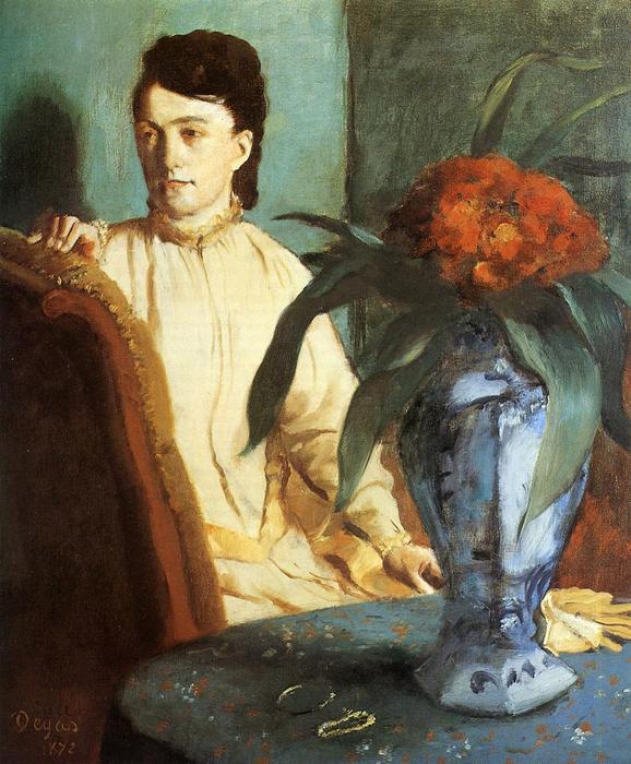 Dama e vaso de flores de flores chinesas – Edgar Degas Edgar Degas Master Apollon