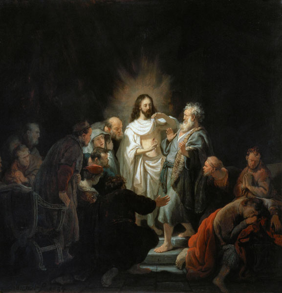 O Jesus ressuscitado mostra ao apóstolo Tomé suas feridas – Rembrandt van Rijn Rembrandt van Rijn Master Apollon