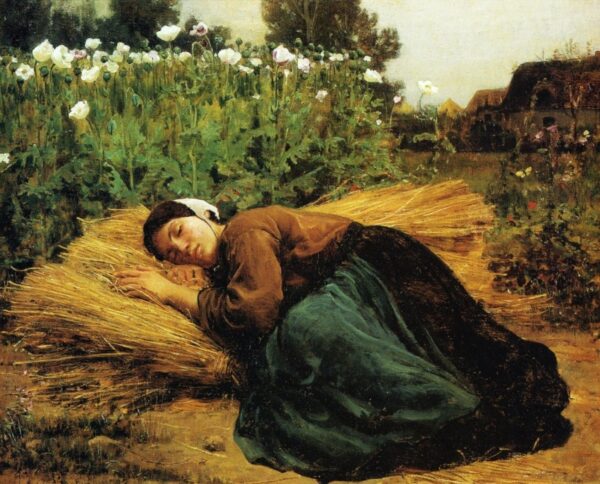 Jovem ceifeiro dormindo sobre feixes de trigo – Jules Breton Jules Breton Master Apollon