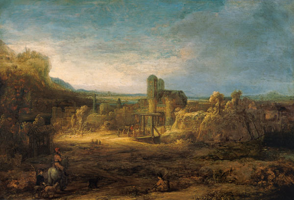 Paisagem com ponte levadiça – Rembrandt van Rijn Rembrandt van Rijn Master Apollon