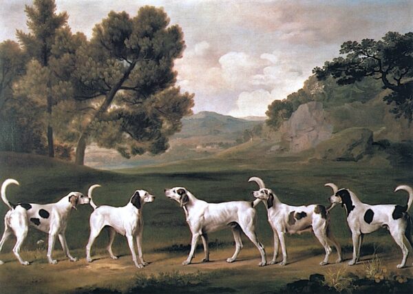 Foxhounds em uma paisagem, 1762 – George Stubbs George Stubbs Master Apollon