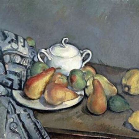 Natureza morta com açucareiro, peras e toalha – Paul Cézanne Paul Cézanne Master Apollon