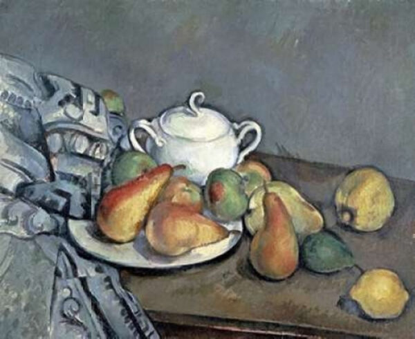 Natureza morta com açucareiro, peras e toalha – Paul Cézanne Paul Cézanne Master Apollon