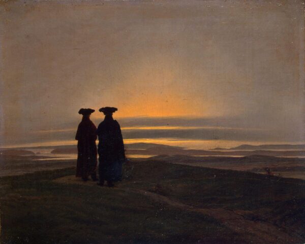 Paisagem do anoitecer com dois homens – Caspar David Friedrich Caspar David Friedrich Master Apollon