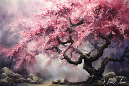 Quadro de cerejeira japonesa encantada Árvores de pinturas contemporâneas Master Apollon