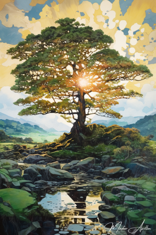 Quadro árvore e rio Árvores de pinturas contemporâneas Master Apollon 2