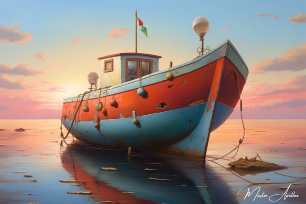 Quadro barco contemporâneo pescador 2 Pinturas Contemporâneas de Barcos Master Apollon