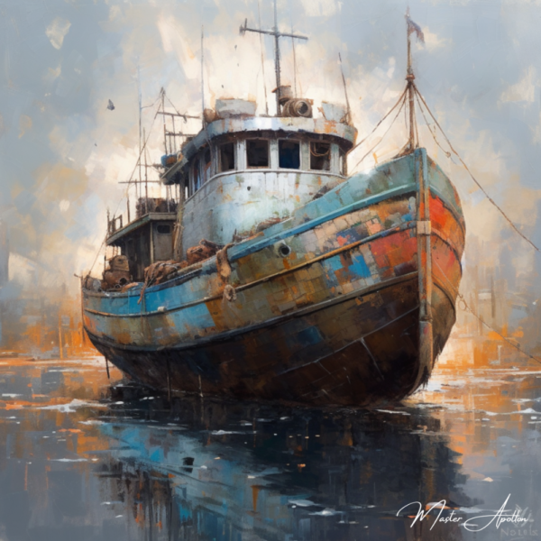 Tabela barco contemporâneo pescador arte 2 Pinturas Contemporâneas de Barcos Master Apollon