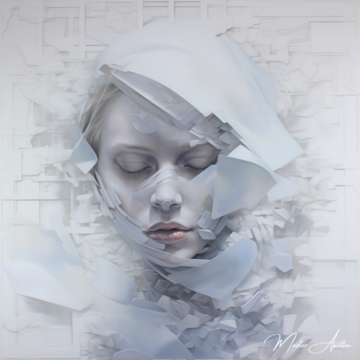 Quadro branco arte contemporânea nascimento de uma mulher Pinturas Brancas Contemporâneas Master Apollon