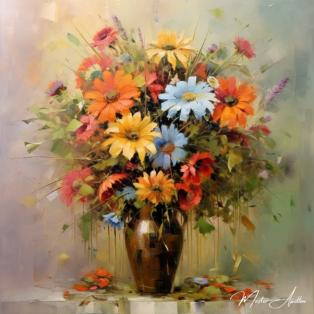 Bouquet contemporâneo de flores – obra de arte Pinturas Contemporâneas de Flores Master Apollon