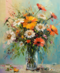 Bouquet contemporâneo de flores pintura a óleo Pinturas Contemporâneas de Flores Master Apollon