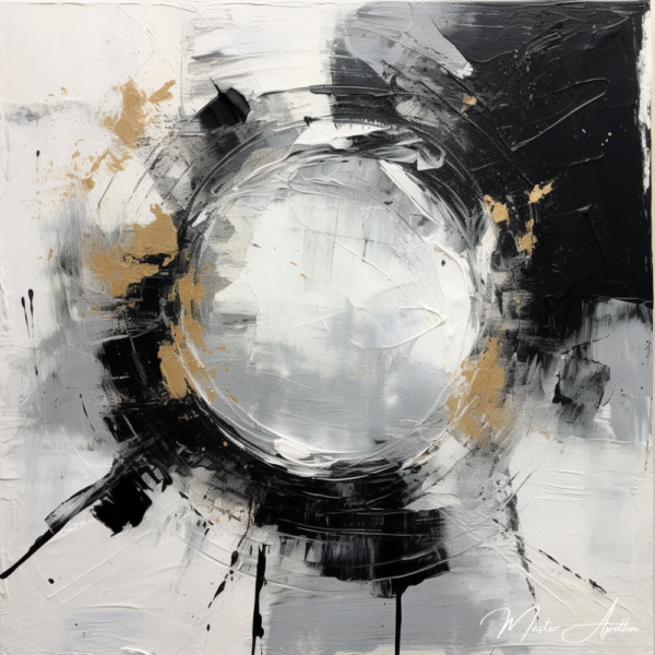 Tabela contemporânea abstrata em preto e branco objetivo Pinturas Abstratas Contemporâneas Master Apollon