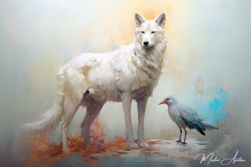 Quadro contemporâneo animais Lobo branco Pinturas Contemporâneas de Animais Master Apollon 2