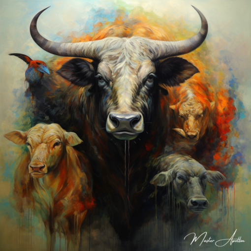 Tabela contemporânea animais Touro Pinturas Contemporâneas de Animais Master Apollon 2