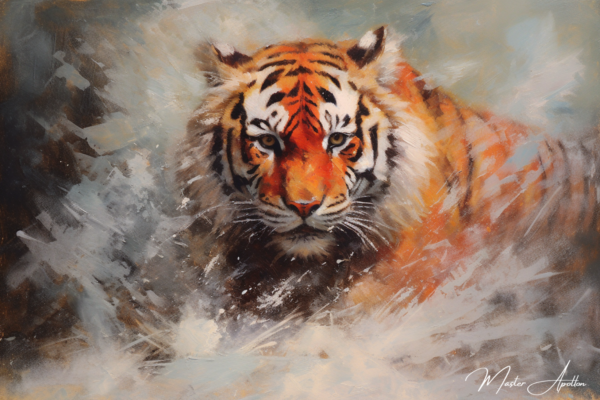 Tabela contemporânea animais Tigre na neve Pinturas Contemporâneas de Animais Master Apollon