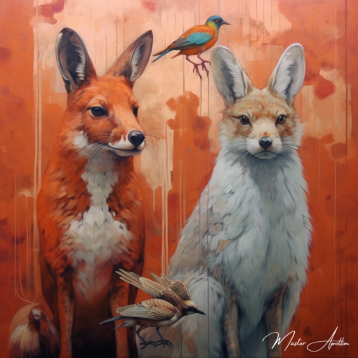 Quadro contemporâneo animais kangapin Pinturas Contemporâneas de Animais Master Apollon 2