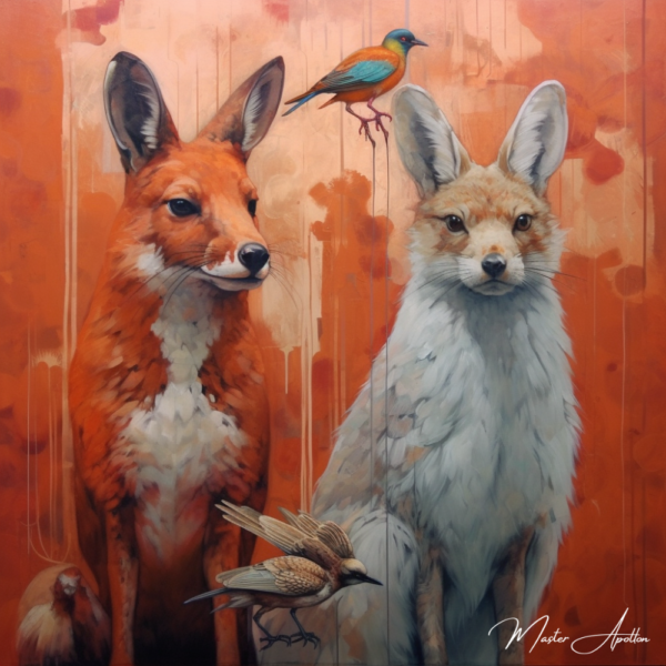 Quadro contemporâneo animais kangapin Pinturas Contemporâneas de Animais Master Apollon