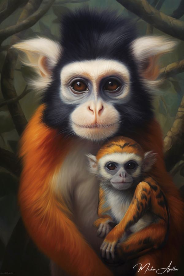 Retrato contemporâneo de animais: macaco Pinturas Contemporâneas de Animais Master Apollon