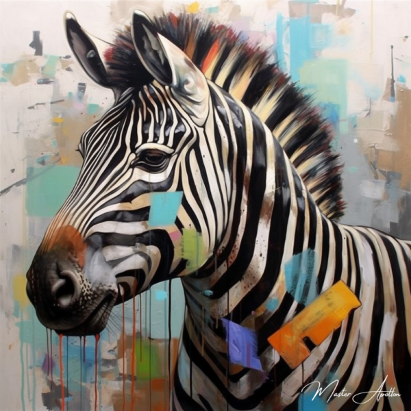 Quadro contemporâneo animais zebra Pinturas Contemporâneas de Animais Master Apollon