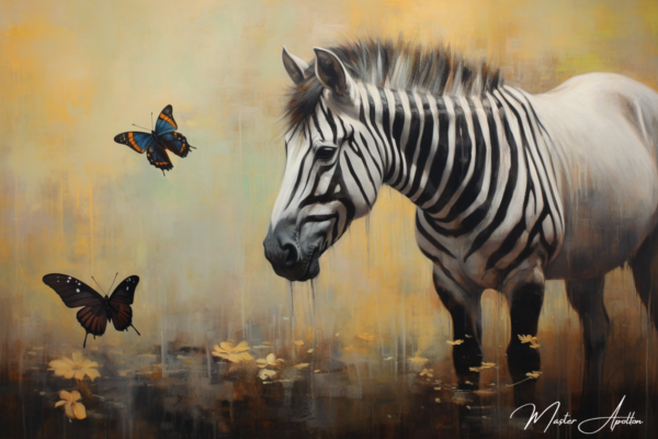 Quadro contemporâneo animais zebra e borboleta Pinturas Contemporâneas de Animais Master Apollon