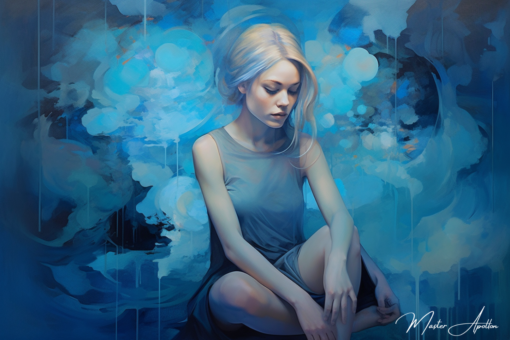 Tabela contemporânea azul Samantha Pinturas Azuis Contemporâneas Master Apollon 2