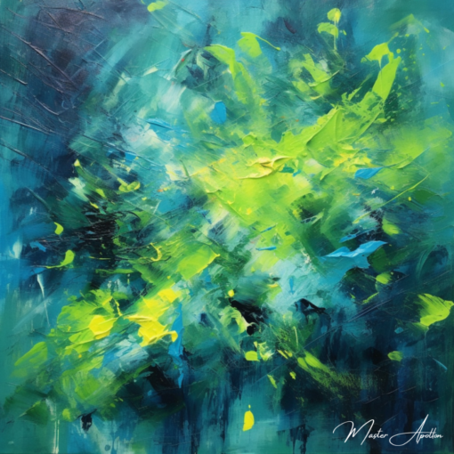 Quadro contemporâneo azul verde abstrato Pinturas Abstratas Contemporâneas Master Apollon 2