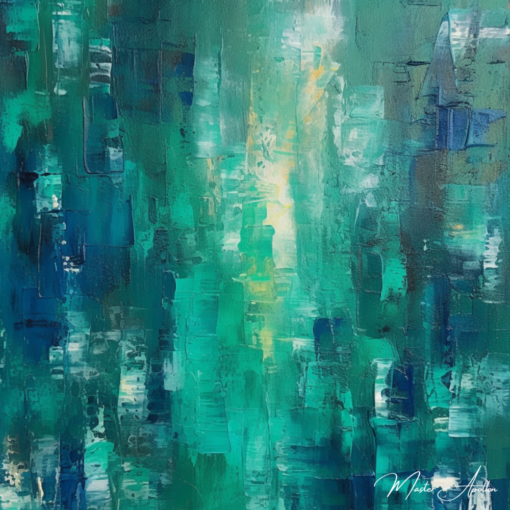 Tabela contemporânea azul verde tempo Pinturas Abstratas Contemporâneas Master Apollon