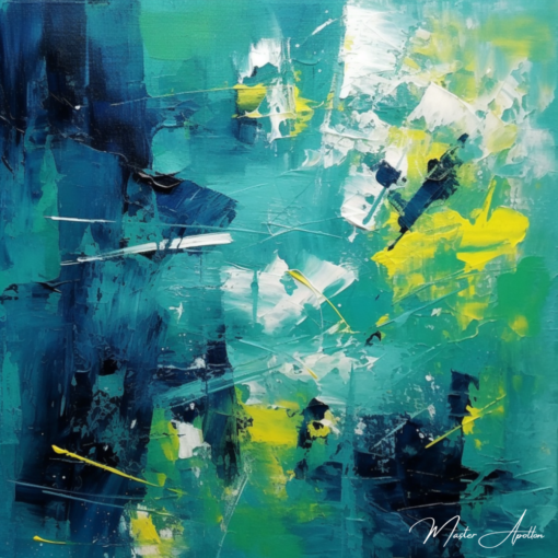 Trabalho de tableau contemporâneo azul verde Pinturas Abstratas Contemporâneas Master Apollon