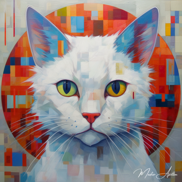 Quadro contemporâneo gato branco Pinturas Contemporâneas de Animais Master Apollon