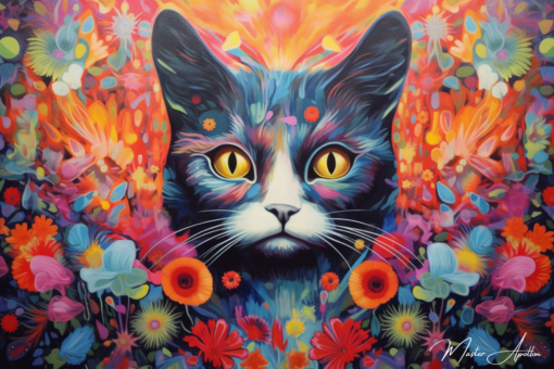 Quadro contemporâneo chat hippie Pinturas Contemporâneas de Animais Master Apollon 2