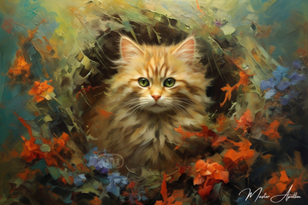 Rei do chat contemporâneo Pinturas Contemporâneas de Animais Master Apollon