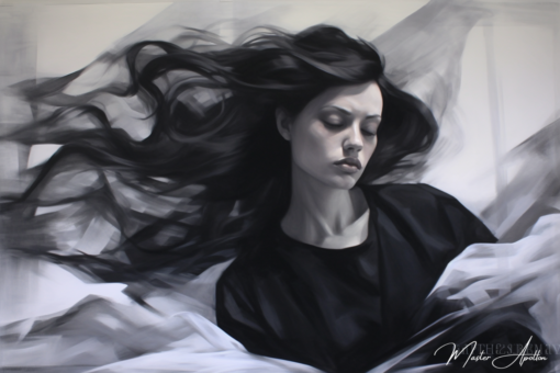 Tabela contemporânea em preto e branco Kristelle Pinturas Contemporâneas de Rostos Master Apollon 2