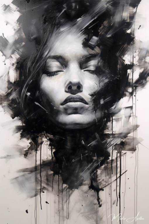 Quadro contemporâneo preto e branco com sensação Pinturas Contemporâneas de Rostos Master Apollon 2
