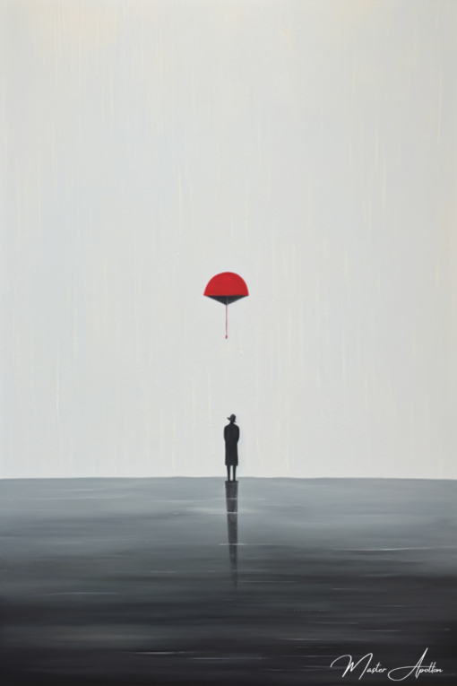 Tabela minimalista do guarda-chuva voador vermelho Pinturas Contemporâneas Minimalistas Master Apollon 2