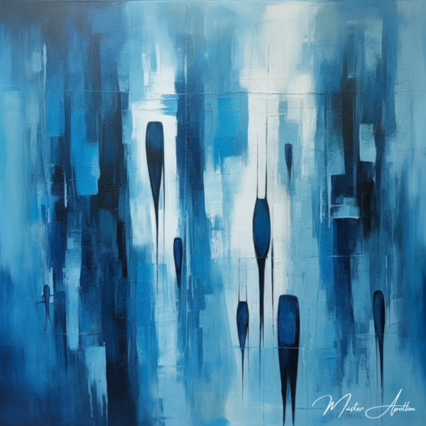 Obra de arte moderna azul Pinturas Abstratas Contemporâneas Master Apollon