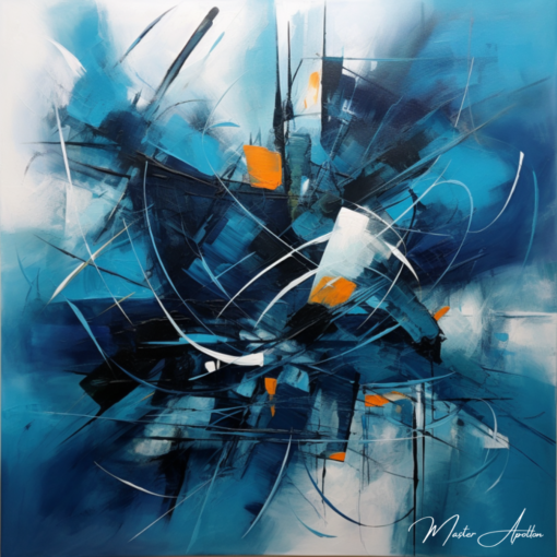 Tabela moderna azul mesclada Pinturas Abstratas Contemporâneas Master Apollon