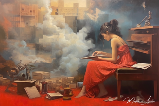 Pintura a óleo contemporânea de piano Pinturas Contemporâneas de Mulheres Master Apollon