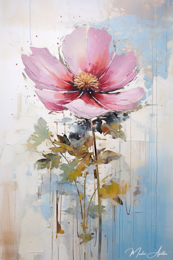 Pintura em tela de flor contemporânea rosa Pinturas Contemporâneas de Flores Master Apollon