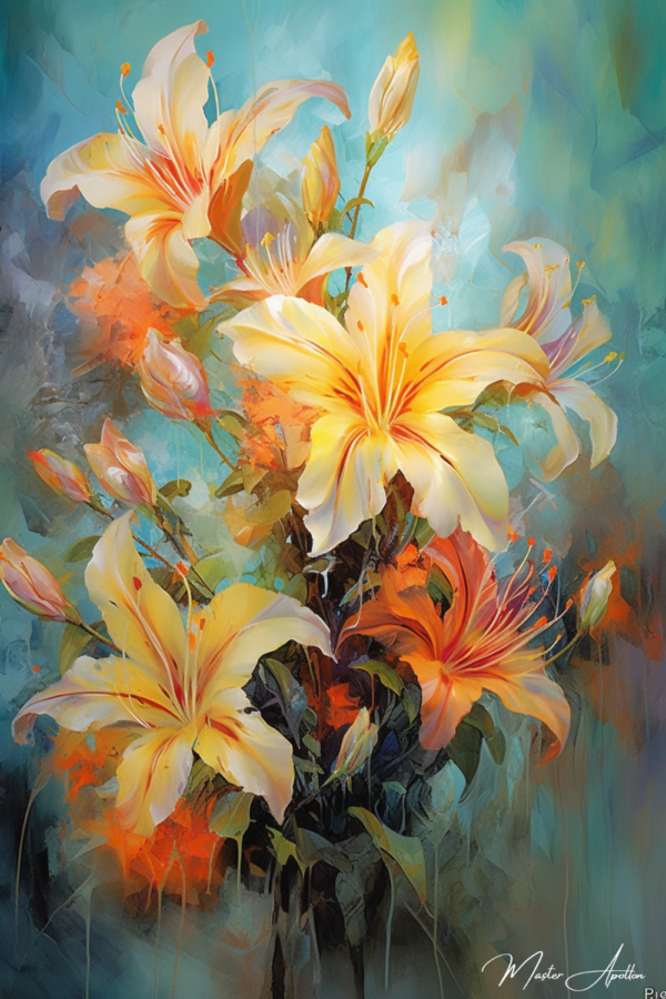 Pintura em tela de flor contemporânea saborosa Pinturas Contemporâneas de Flores Master Apollon