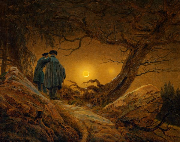 Dois homens contemplando a lua – Caspar David Friedrich Caspar David Friedrich Master Apollon